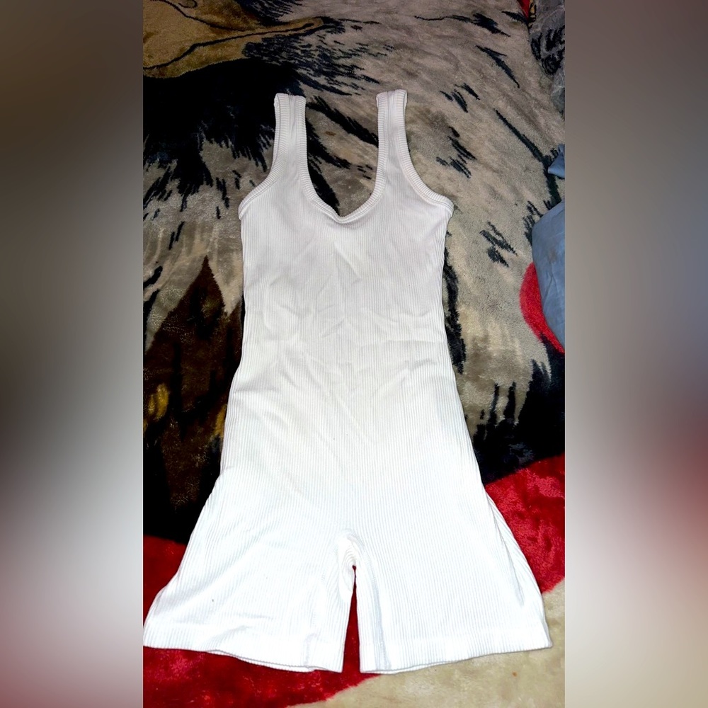 White waffle romper